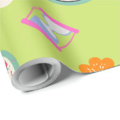 Moderne klokken en groene bloemen cadeaupapier (Rol Hoek)