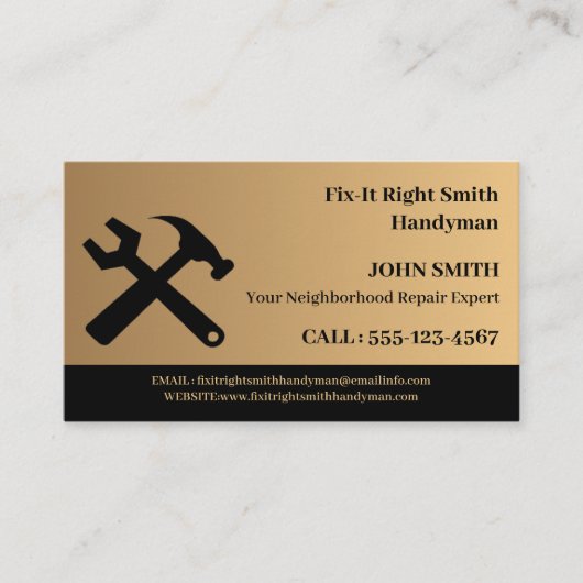 moderne klusjesman visitekaartje (Voorkant)