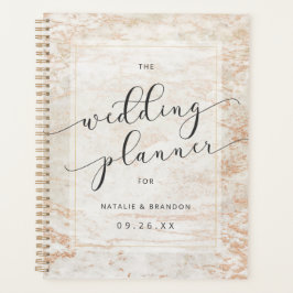 Moderne knikkers in beige met koperen trouwplannen planner