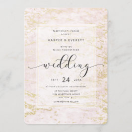 Moderne knikkers in Blush met gouden folie bruilof Kaart