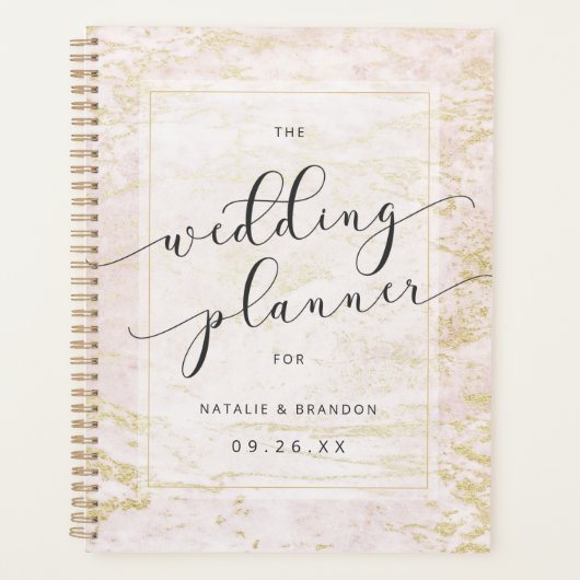 Moderne knikkers in Blush met gouden huwelijksplan Planner (Voorkant)