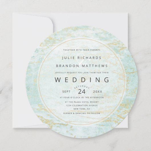 Moderne knikkers in de oceaan met gouden cirkel br kaart (Voorkant)