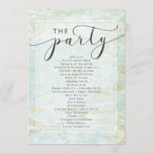 Moderne knikkers in de oceaan met gouden huwelijks programmakaart (Achterkant)