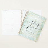 Moderne knikkers in de oceaan met gouden trouwplan planner (Display)