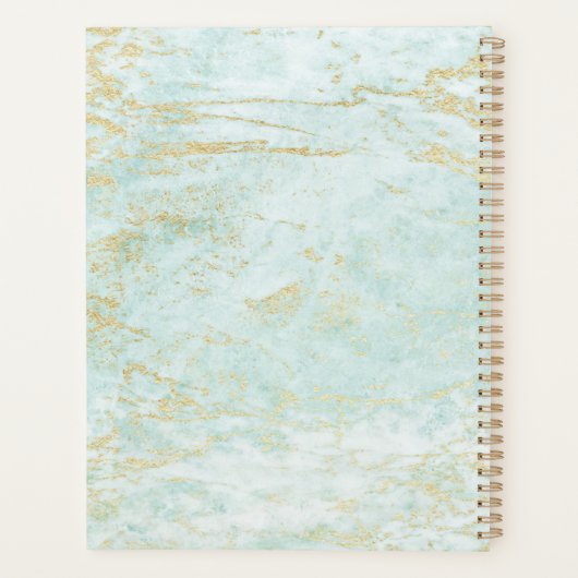 Moderne knikkers in de oceaan met gouden trouwplan planner (Achterkant)