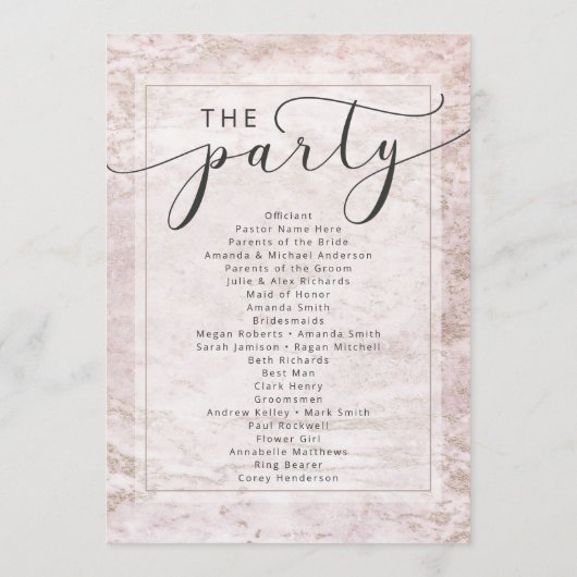 Moderne knikkers in Mauve Roos gouden huwelijkscer Programmakaart (Achterkant)