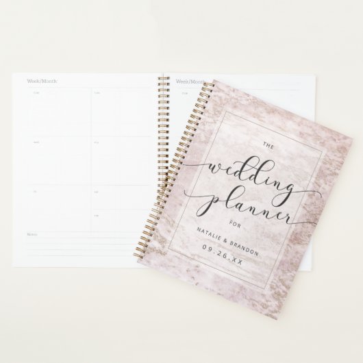 Moderne knikkers in Mauve Roos gouden huwelijkspla Planner (Display)