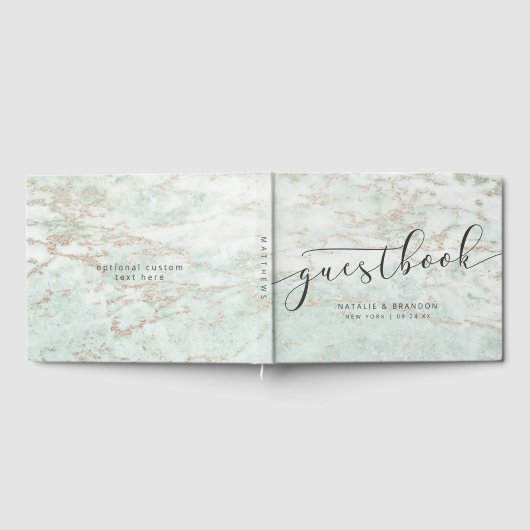 Moderne knikkers in Mint met Roos gouden bruiloft Gastenboek (Volledig)