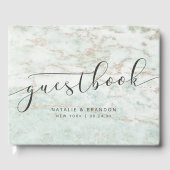 Moderne knikkers in Mint met Roos gouden bruiloft Gastenboek (Voorkant)