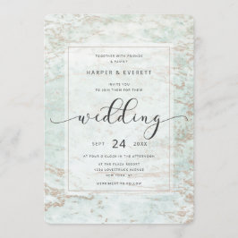 Moderne knikkers in Mint met Roos gouden bruiloft Kaart