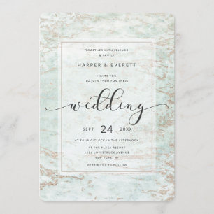 Moderne knikkers in Mint met Roos gouden bruiloft Kaart