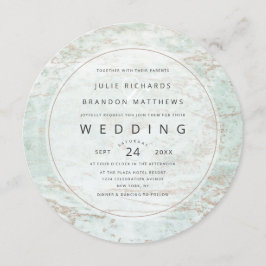 Moderne knikkers in Mint Roos Gold Circle Bruiloft Kaart