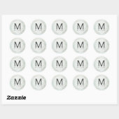 Moderne knikkers in Mint Roos Goud Monogram Bruilo Ronde Sticker (Vel)