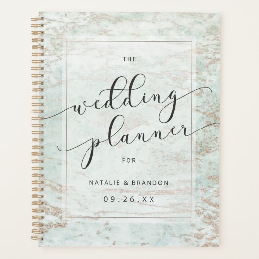 Moderne knikkers in Mint Roos gouden huwelijksplan Planner (Voorkant)