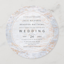 Moderne knikkers in stoffige blauwe kopercirkel br kaart