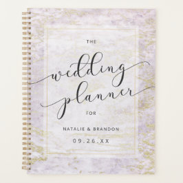 Moderne knikkers in Violet met gouden huwelijkspla Planner