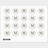 Moderne knikkers in wit met gouden monogram bruilo ronde sticker (Vel)