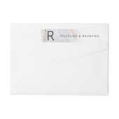 Moderne knikkers stoffige blauwe monogram retourad (Achterkant)