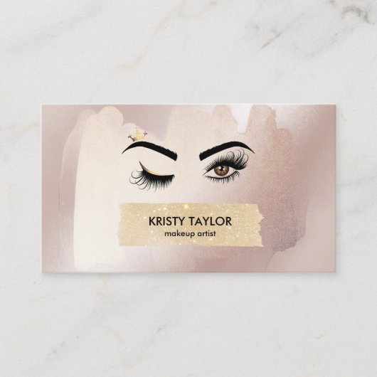 Moderne knipogen met lange kroonwimpers visitekaartje (Voorkant)