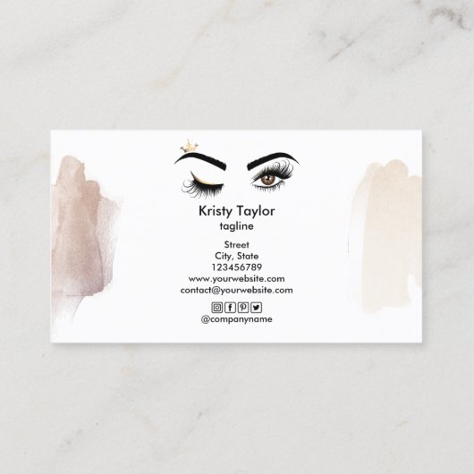Moderne knipogen met lange kroonwimpers visitekaartje (Achterkant)