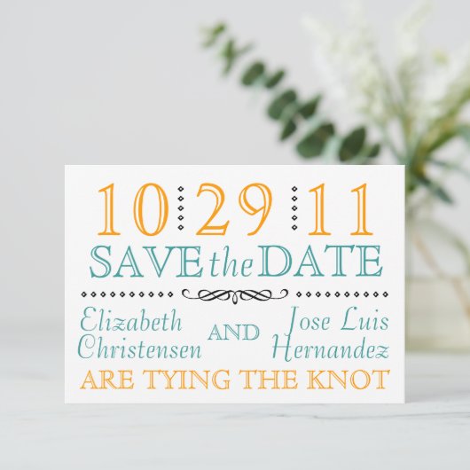 Moderne knoop sparen de Datum Save The Date (Staand voorkant)