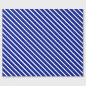 Moderne kobalt blauw witte schuine strepen elegant cadeaupapier (Vlak)