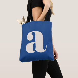Moderne Kobaltblauwe Krachtige Retro Monogram Init Tote Bag