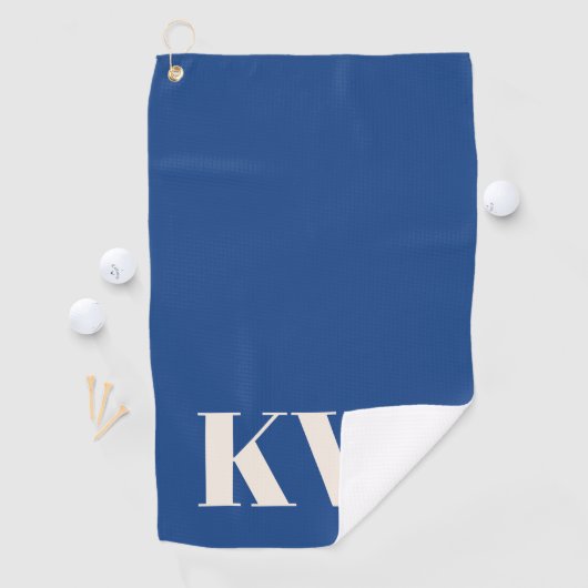 Moderne kobaltblauwe monogram Initialen gepersonal Golfhanddoek (Insitu)