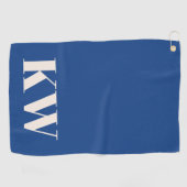 Moderne kobaltblauwe monogram Initialen gepersonal Golfhanddoek (Horizontaal)