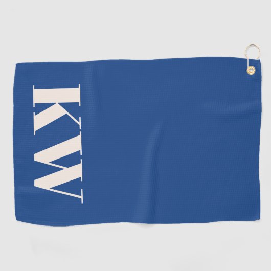 Moderne kobaltblauwe monogram Initialen gepersonal Golfhanddoek (Horizontaal)