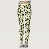 Moderne Koe dierprintpatroon op pasteelgeel Leggings (Voorkant)