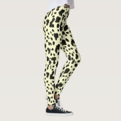 Moderne Koe dierprintpatroon op pasteelgeel Leggings (Rechts)