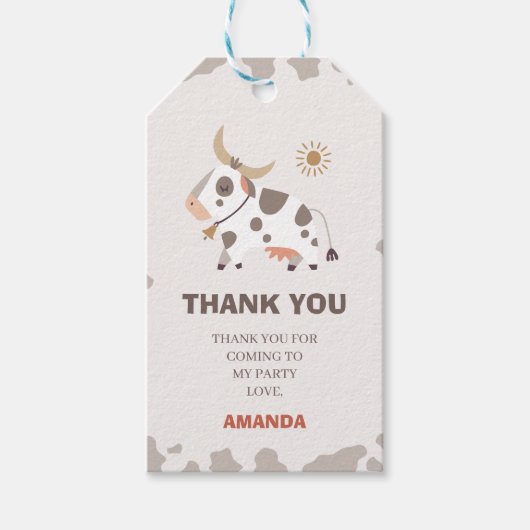 Moderne Koe Verjaardag Dank u Label Cadeaulabel (Voorkant)