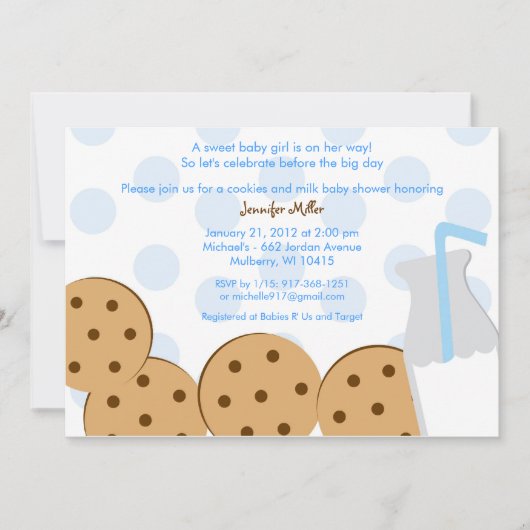 Moderne koekjes en babyvoeding voor melk kaart (Voorkant)