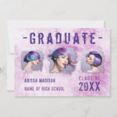 Moderne Koel 4 Foto dubbelzijdig roze Paars Afstud Aankondiging (Voorkant)