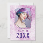 Moderne Koel 4 Foto dubbelzijdig roze Paars Afstud Aankondiging (Achterkant)