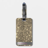 Moderne koelbloem Glitter Gold Stripe Flamingos Bagagelabel (Achterkant verticaal)