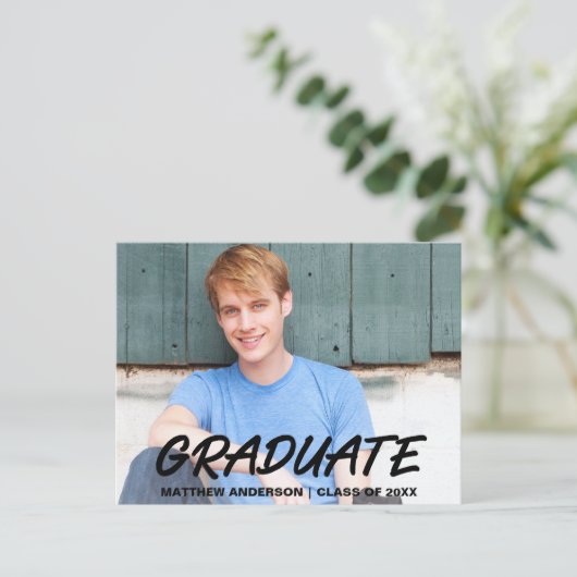 Moderne koele afstudeerfeestuitnodiging uitnodiging briefkaart (Staand voorkant)