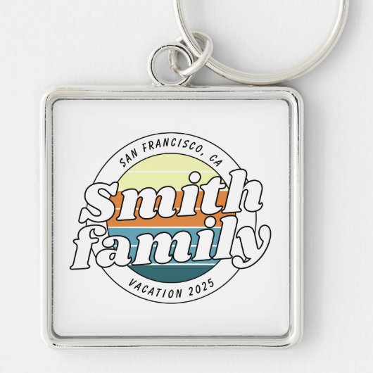 Moderne koele eenvoudige kleurrijke familie vakant sleutelhanger (Voorkant)