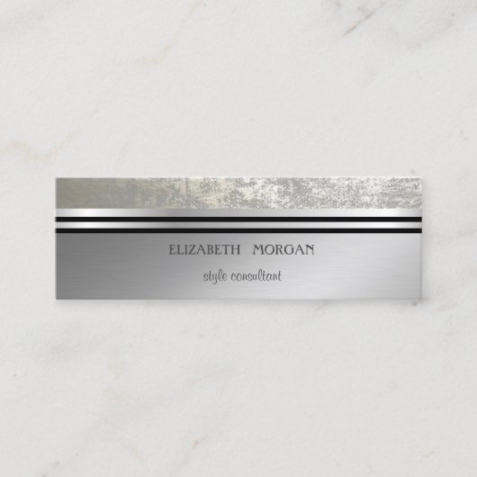 Moderne Koele Elegante Professionele Zilveren Stre Mini Visitekaartje (Voorkant)