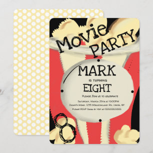 Moderne koele filmtheater Popcorn Feest Verjaardag Kaart