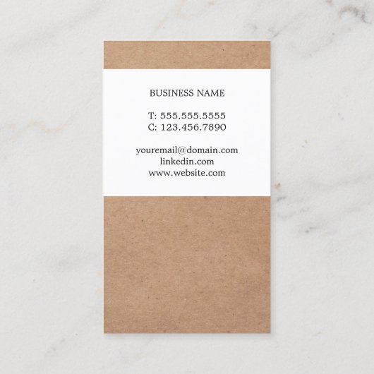 Moderne Koele Gedrukte Kraftpapier-Document Witte  Visitekaartje (Achterkant)
