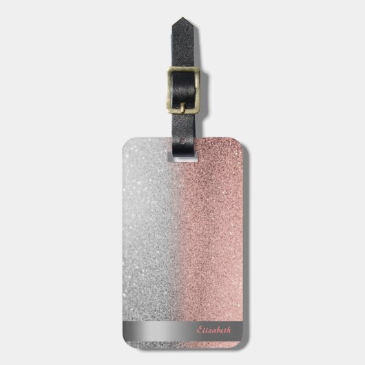 Moderne koele glitter bokeh ombre streep bagagelabel (Voorkant verticaal)
