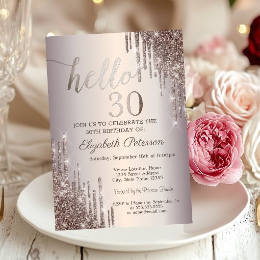 Moderne Koele Glitter Drips 30e Verjaardag Kaart
