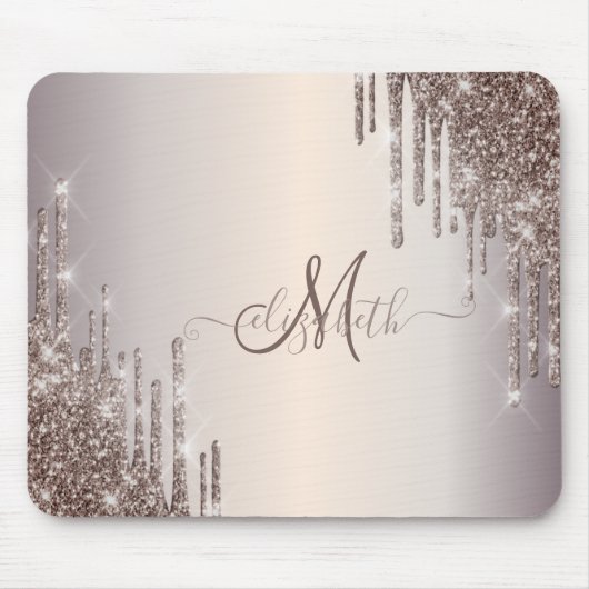 Moderne Koele Glitter Drips Monogram Muismat (Voorkant)