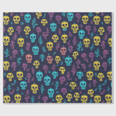 Moderne koele Halloween nacht kleurrijke schedel p Cadeaupapier (Vlak)