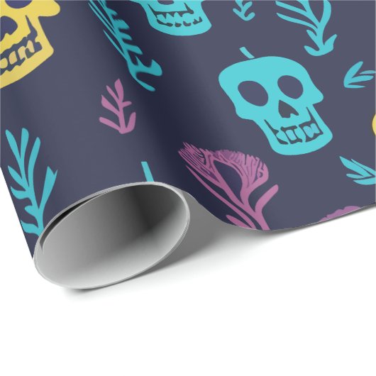 Moderne koele Halloween nacht kleurrijke schedel p Cadeaupapier (Rol Hoek)