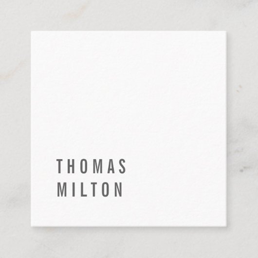 Moderne koele minimale grijze witte consultant vierkante visitekaartje (Voorkant)