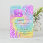 Moderne Koele Paarse Glitter Druppels Tie Dye 18th Kaart (Staand voorkant)
