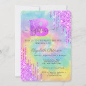 Moderne Koele Paarse Glitter Druppels Tie Dye 18th Kaart (Voorkant)